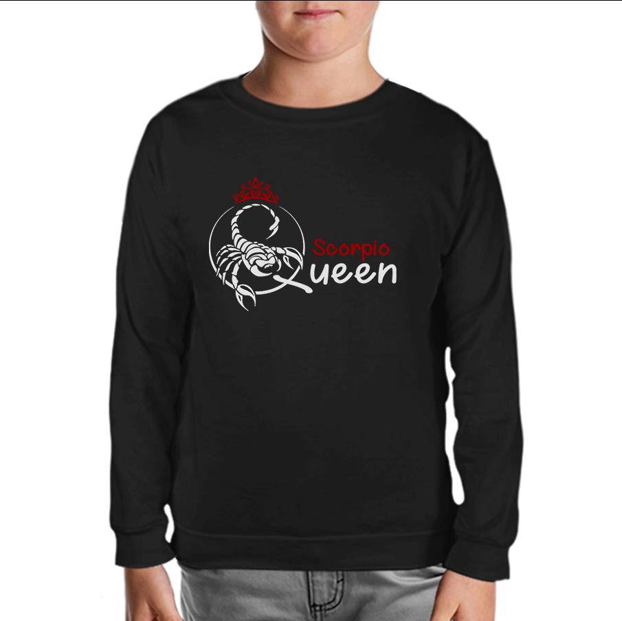 Burç - Scorpio Queen Siyah Çocuk Sweatshirt