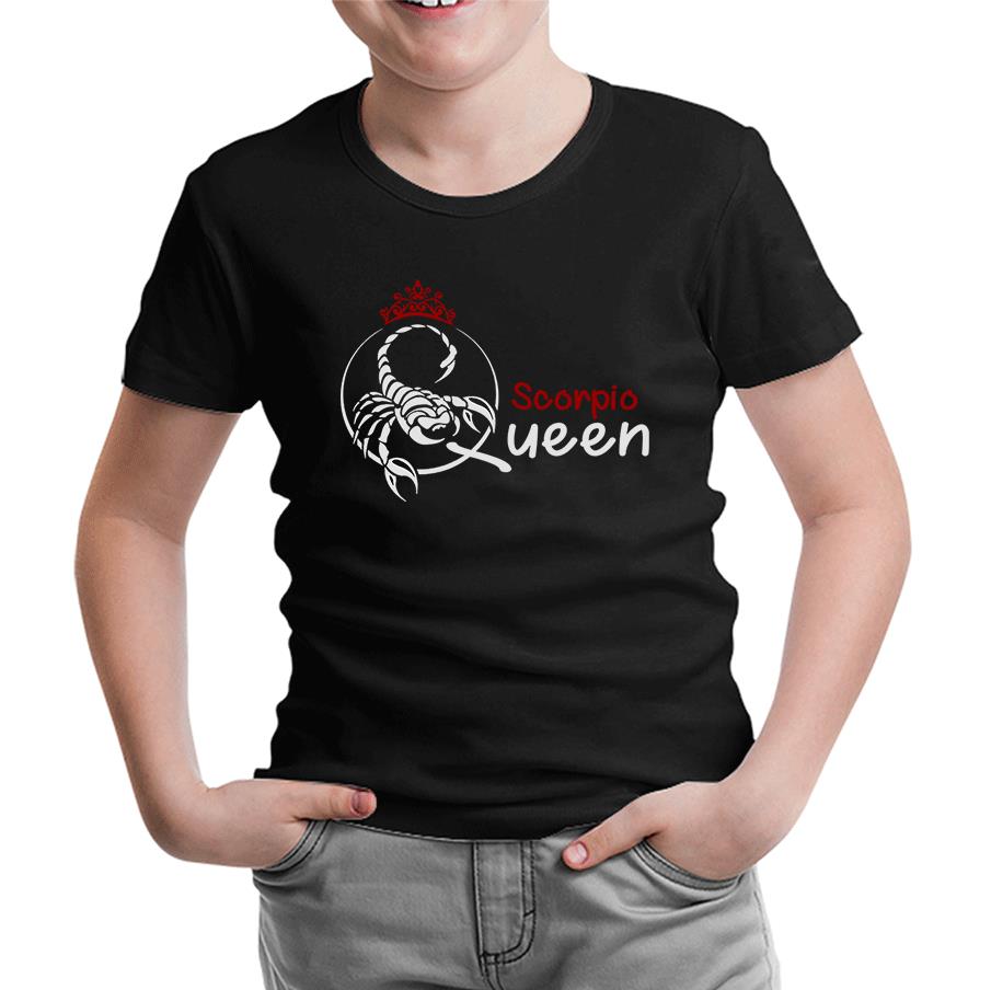 Burç - Scorpio Queen Siyah Çocuk Tshirt