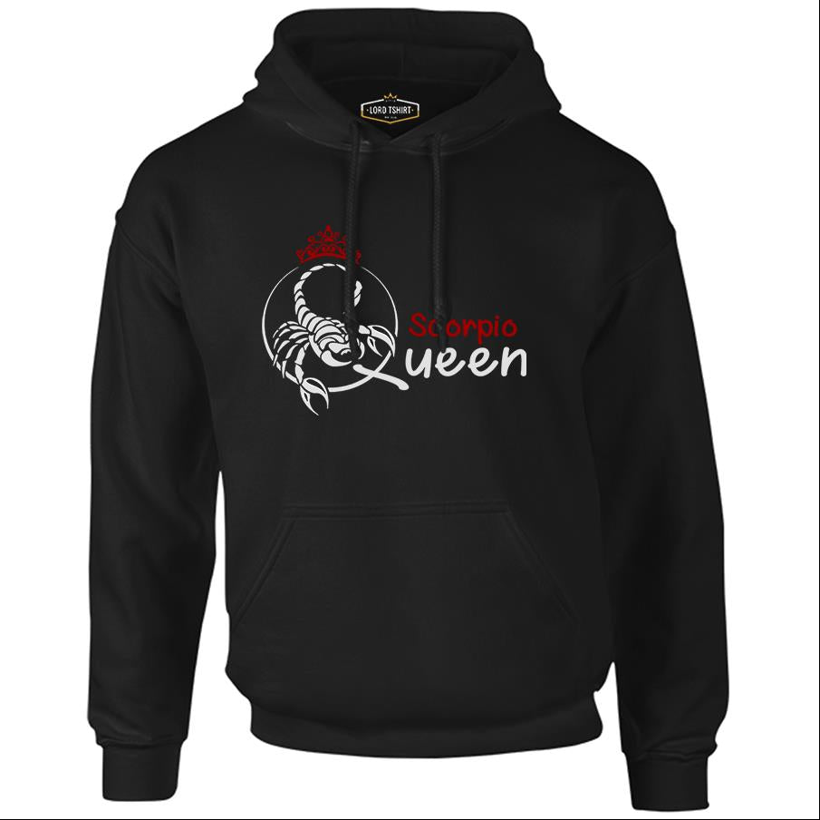 Burç - Scorpio Queen Siyah Erkek Fermuarsız Kapşonlu
