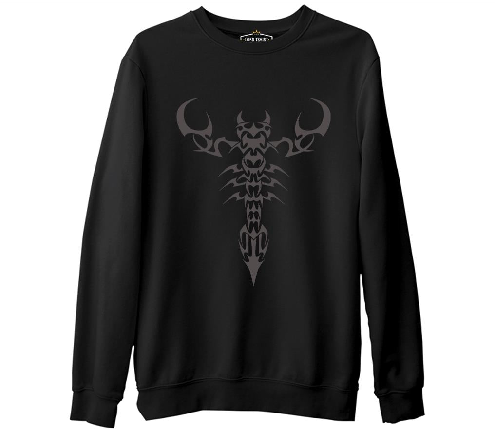 Burç - Scorpio Tatoo Siyah Erkek Kalın Sweatshirt