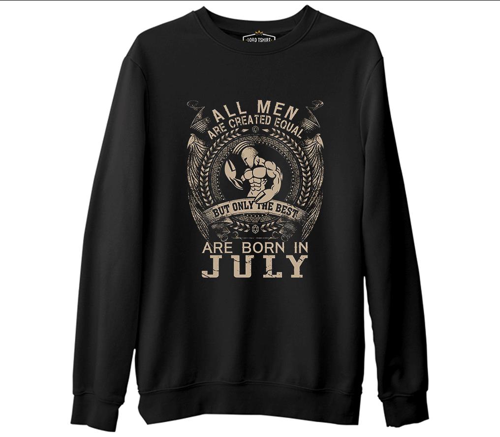 Burç Yengeç- Born in July  Siyah Erkek Kalın Sweatshirt