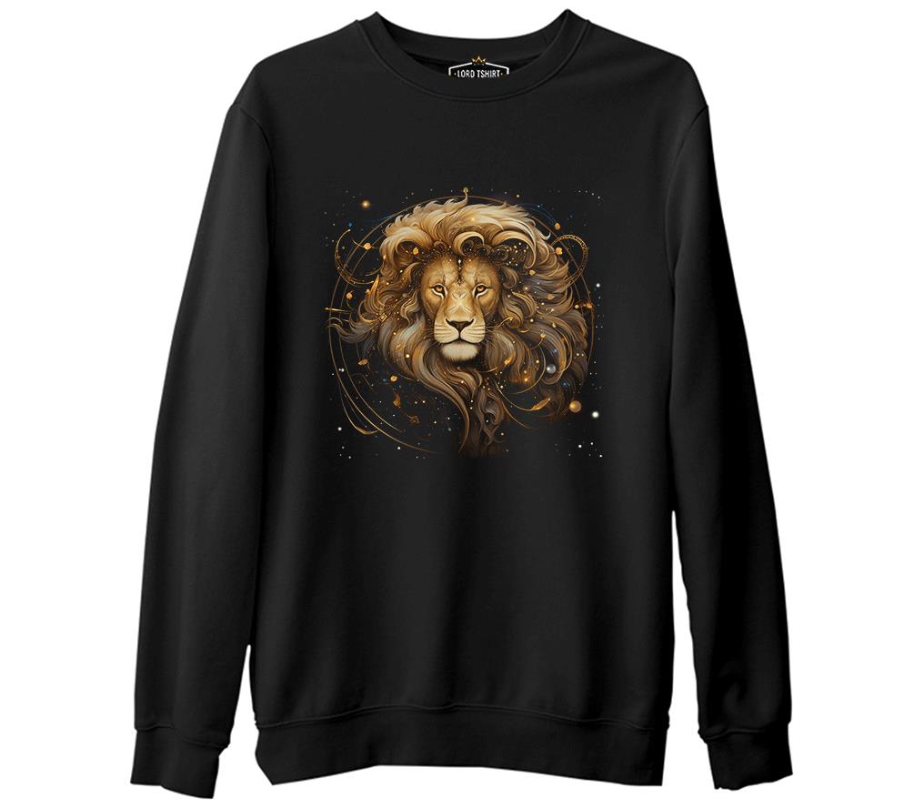 Zodiac Signs - Leo Black Men's Thick Sweatshirt 