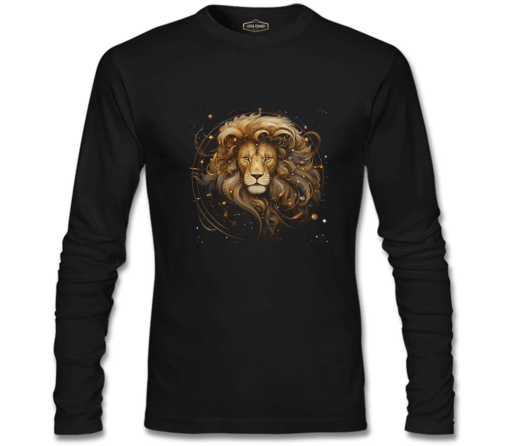 Burçlar - Aslan Siyah Erkek Sweatshirt
