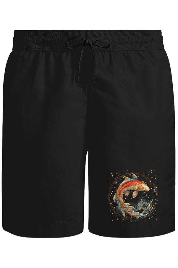 Burçlar - Balık Unisex Siyah Şort