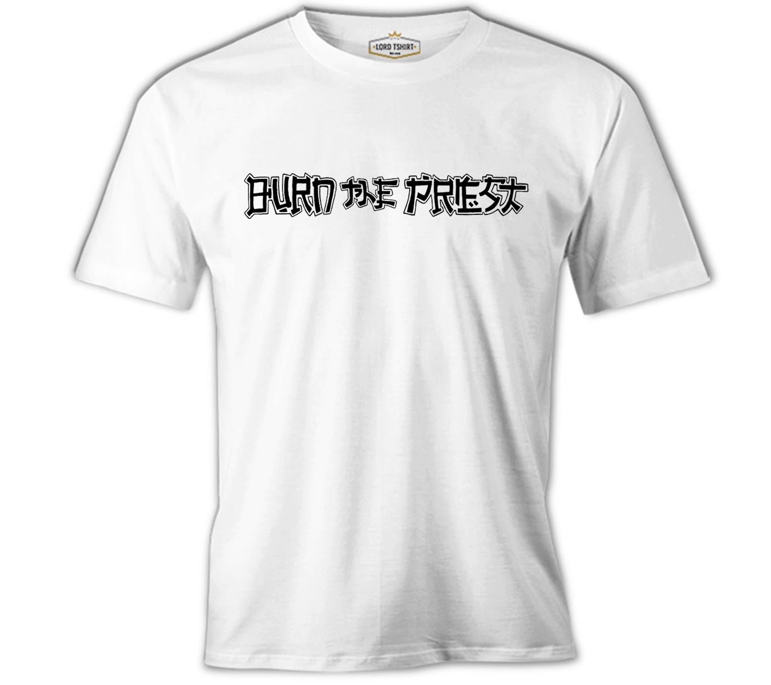Burn the Priest  - Logo Beyaz Erkek Tshirt