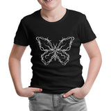 Butterfly in Wired Shape Siyah Çocuk Tshirt