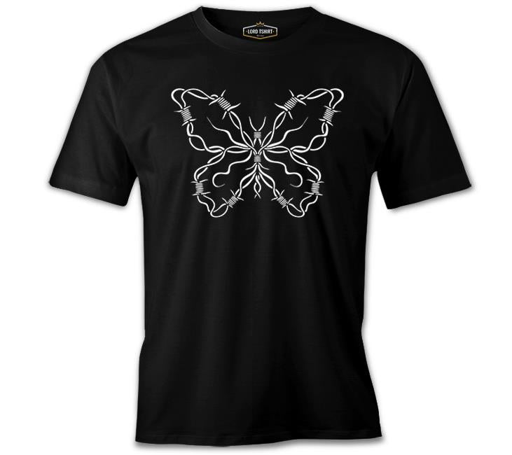 Butterfly in Wired Shape Black Men's Tshirt