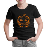 Cadılar Bayramı - Bal Kabağı Pumpkin Siyah Çocuk Tshirt