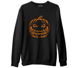 Cadılar Bayramı - Bal Kabağı Pumpkin Siyah Erkek Kalın Sweatshirt