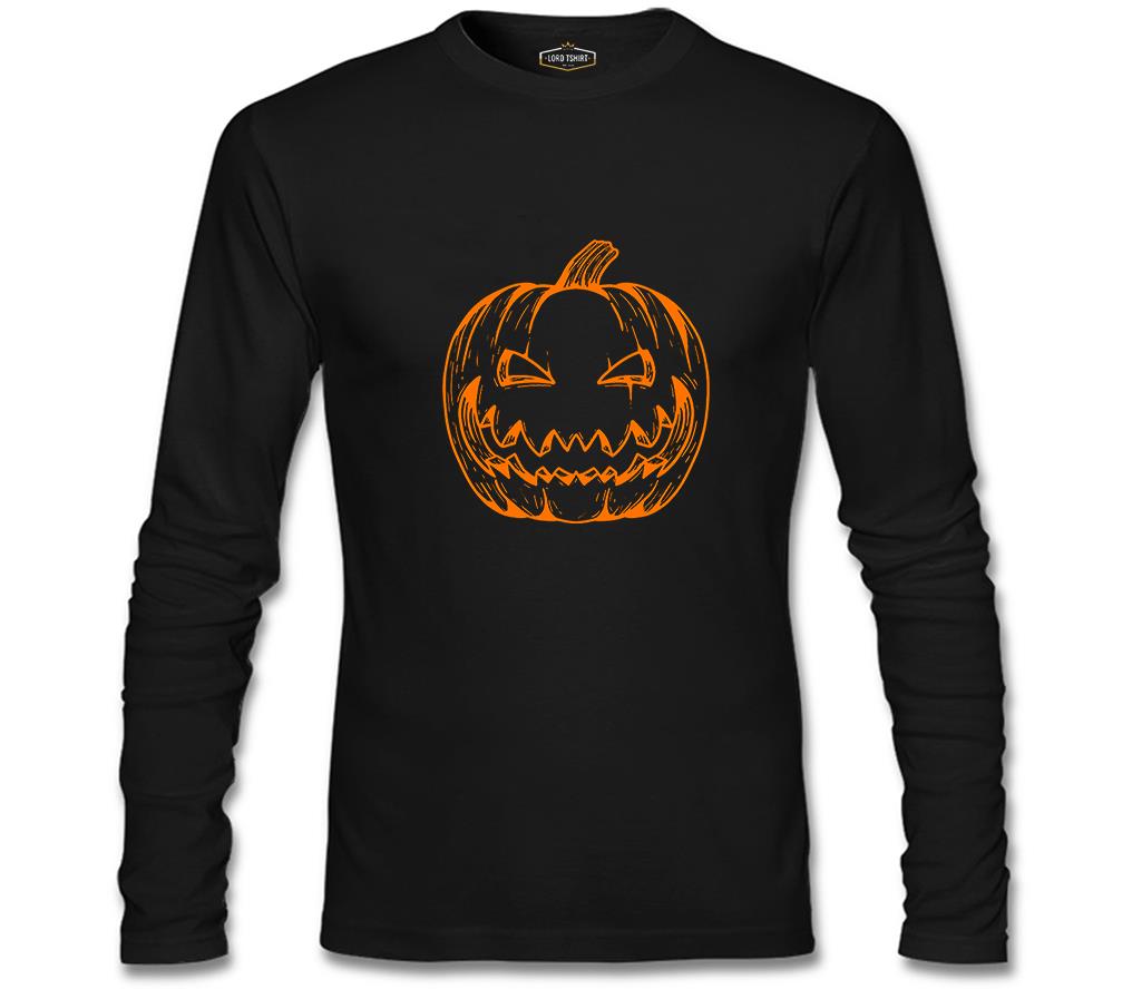 Cadılar Bayramı - Bal Kabağı Pumpkin Siyah Erkek Sweatshirt