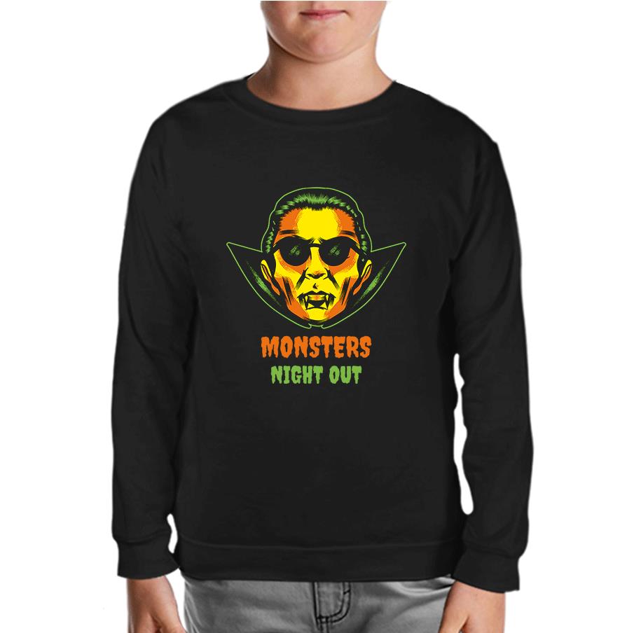 Halloween - Monsters Come Out in the Night Black Kids Sweatshirt 