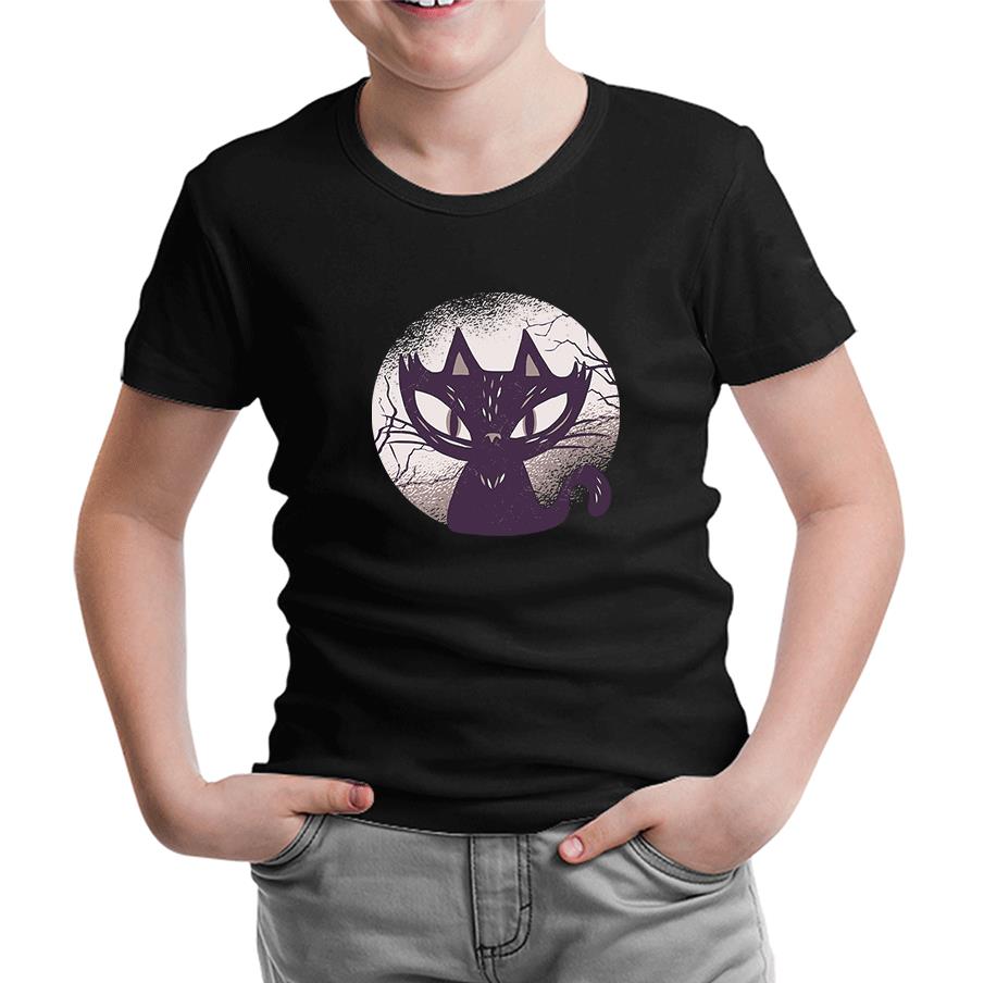Halloween - Black Cat Black Kids Tshirt 