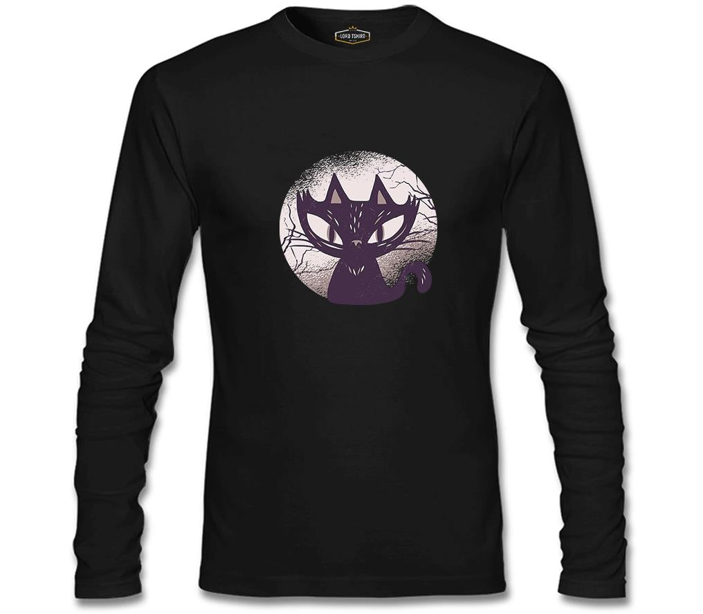 Cadılar Bayramı - Kara Kedi Siyah Erkek Sweatshirt