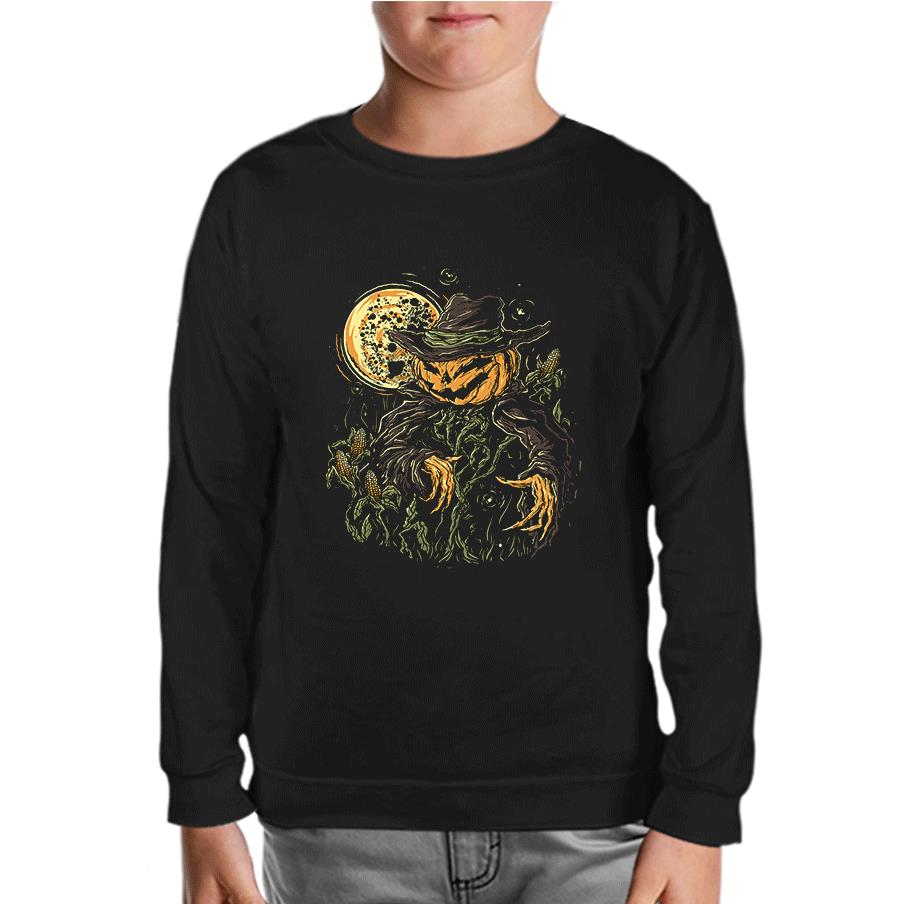 Halloween - Scarecrow Pumpkin Black Kids Sweatshirt 