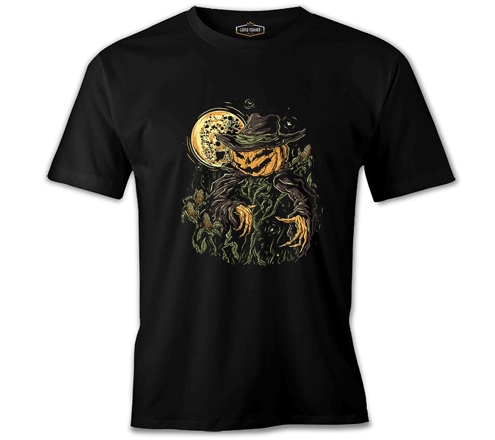 Cadılar Bayramı - Korkuluk Bal Kabağı Siyah Erkek Tshirt