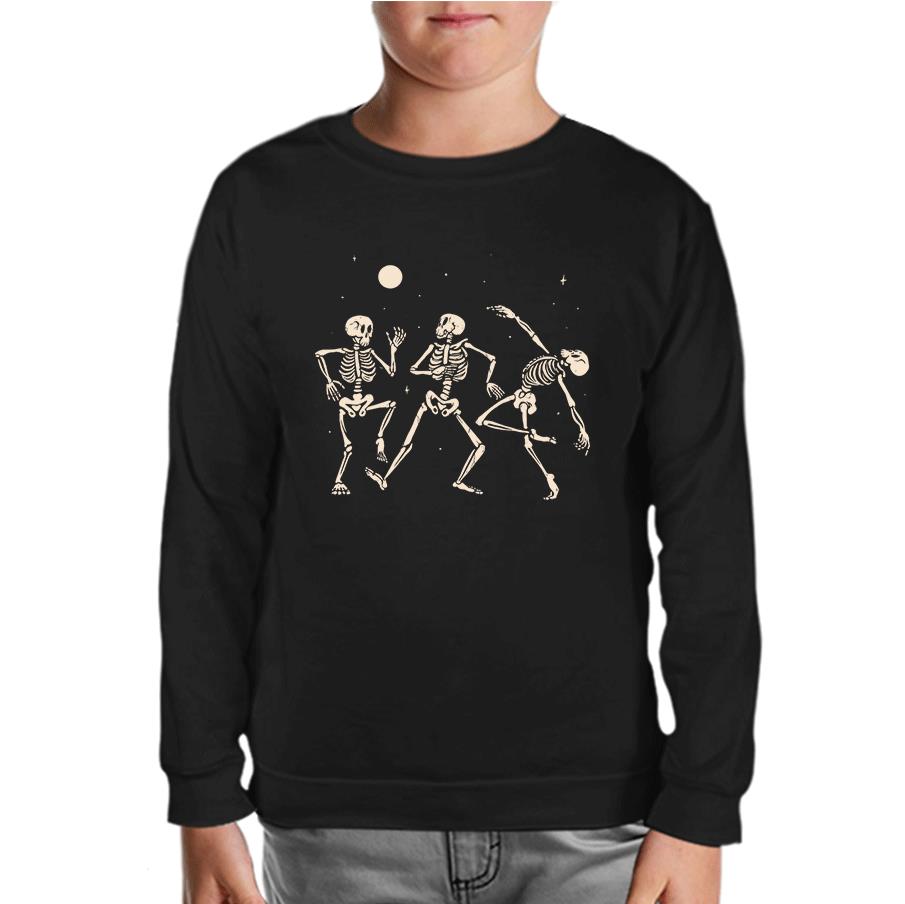 Halloween - Skull Moon Dance Black Kids Sweatshirt 