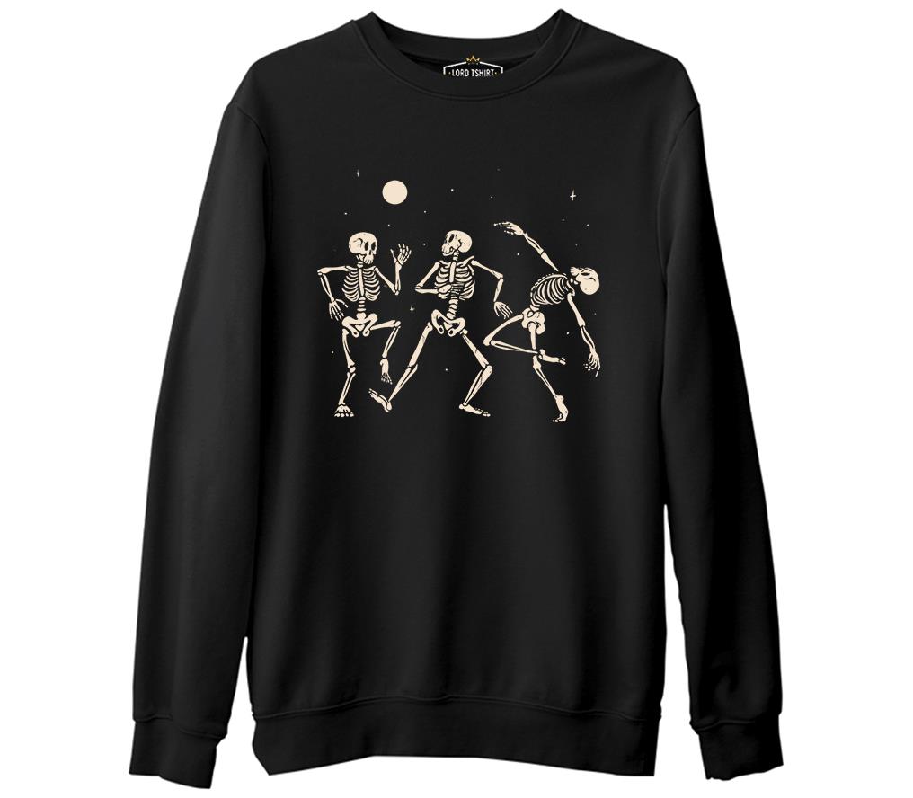 Halloween - Skull Moon Dance Black Men's Thick Sweatshirt 