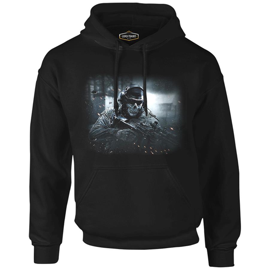 Call of Duty - Cod Ghosts Siyah Erkek Fermuarsız Kapşonlu