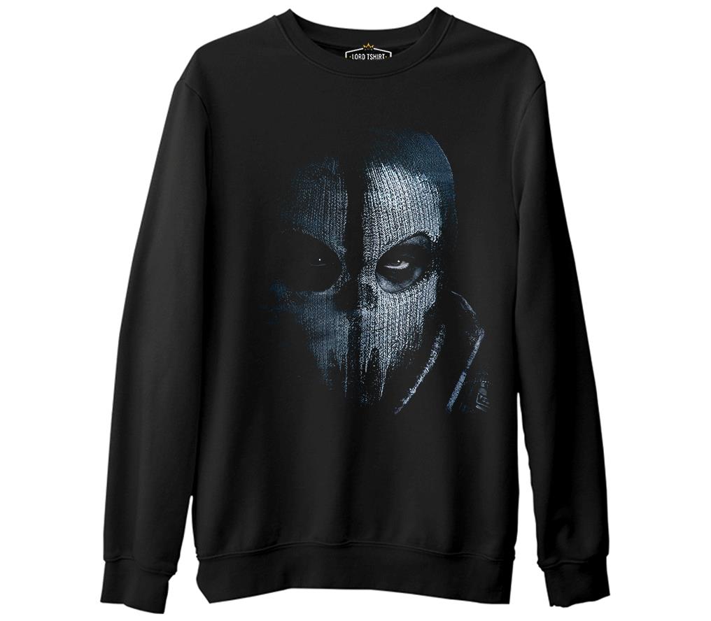 Call of Duty - Ghosts Mask  Siyah Erkek Kalın Sweatshirt