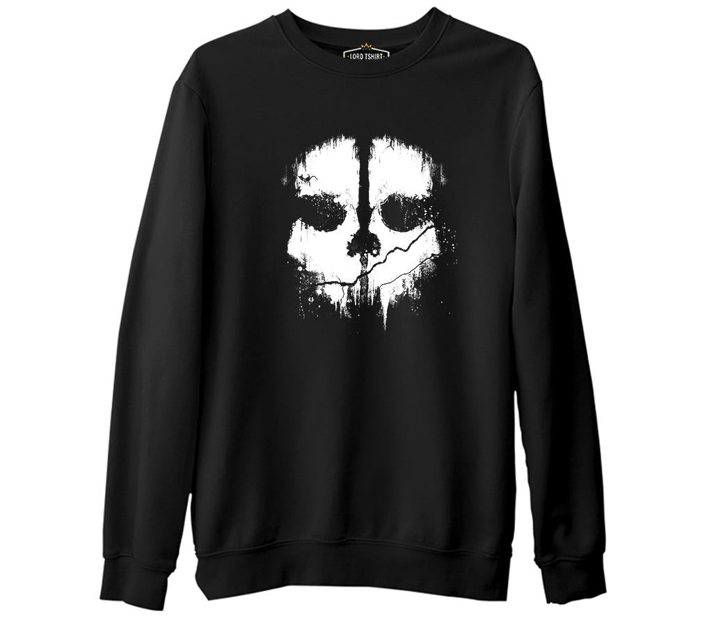Call of Duty - Skull  Siyah Erkek Kalın Sweatshirt