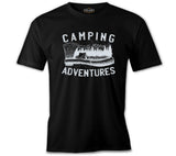 Camping Adventure Axe and Tent Siyah Erkek Tshirt
