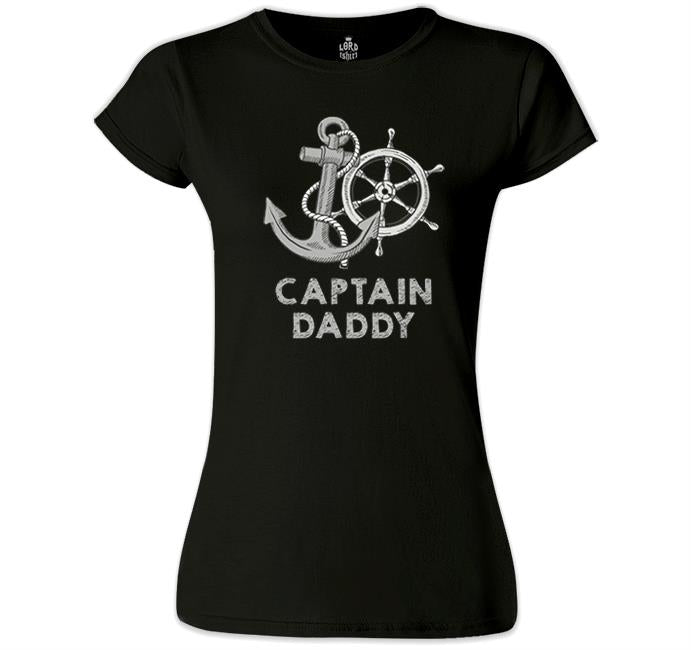 Captain Daddy Siyah Kadın Tshirt