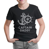 Captain Daddy Black Kids Tshirt