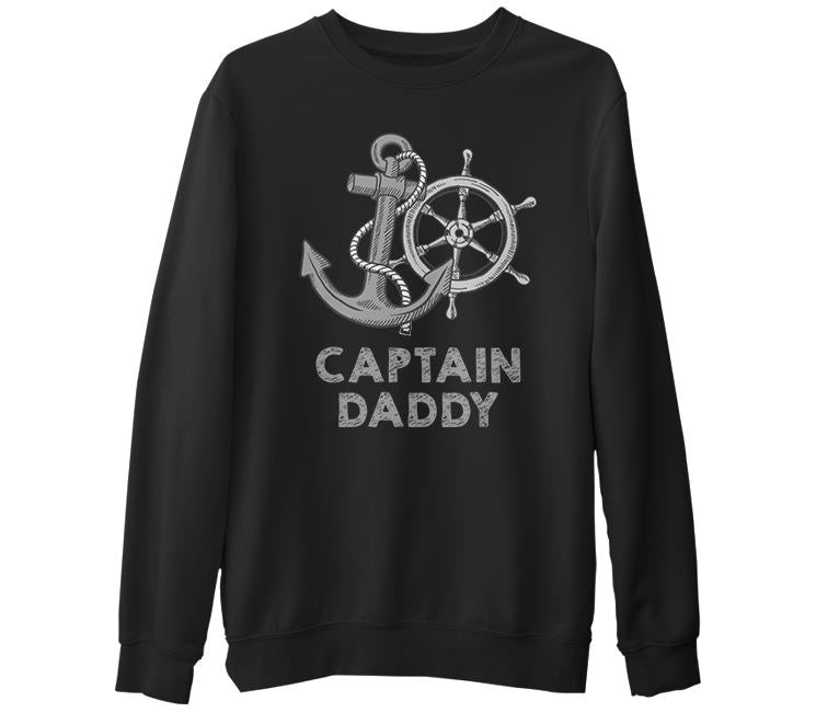 Captain Daddy Siyah Erkek Kalın Sweatshirt