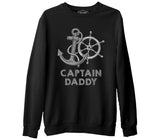 Captain Daddy Siyah Erkek Kalın Sweatshirt