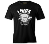 Cat and I Hate People Quote Siyah Erkek Tshirt