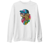 Cat Headphone Music White Thick Sweatshirt