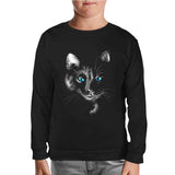 Cat in Blue Black Kids Sweatshirt