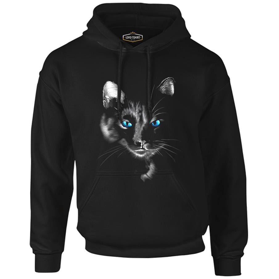 Cat in Blue Siyah Erkek Fermuarsız Kapşonlu