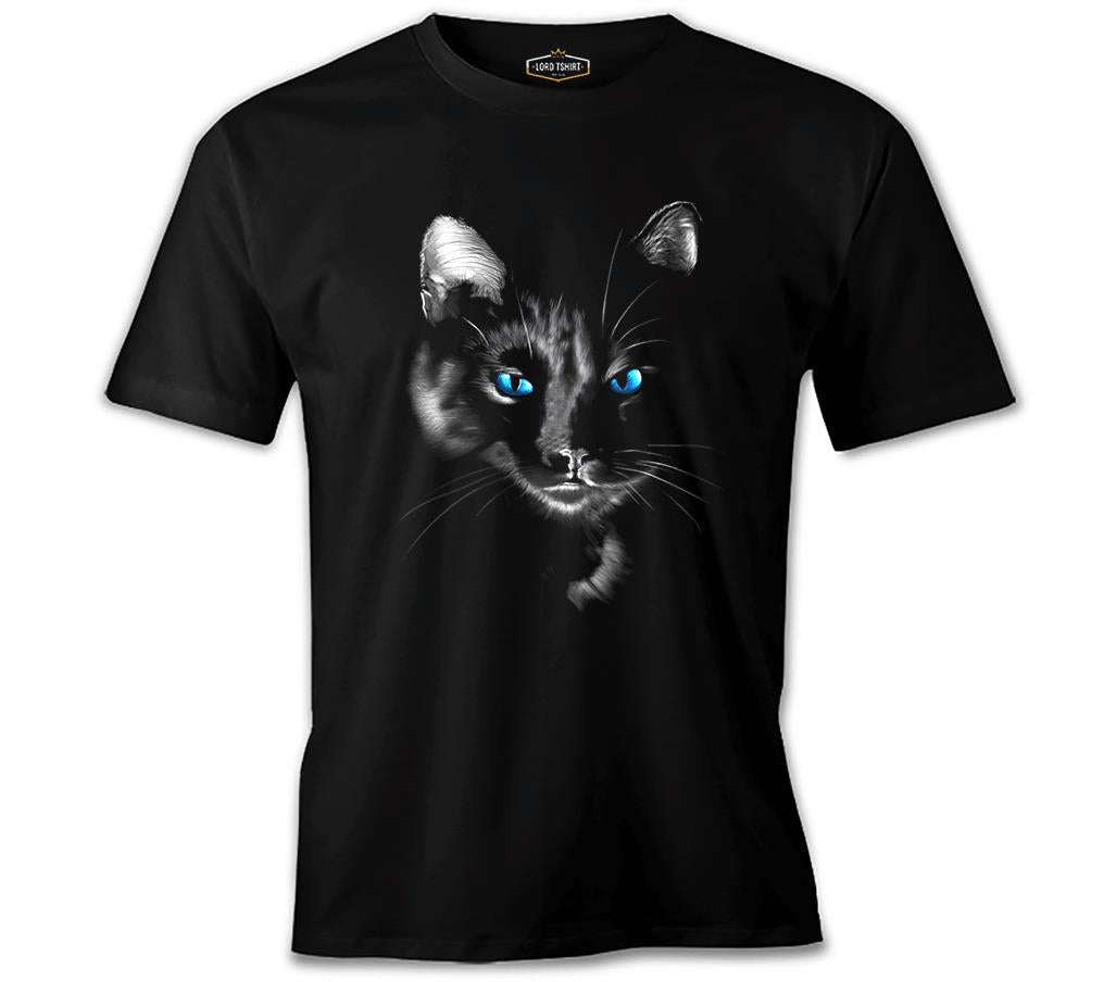 Cat in Blue Siyah Erkek Tshirt