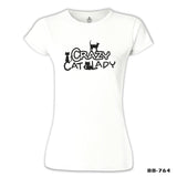 Cat Lady Beyaz Kadın Tshirt