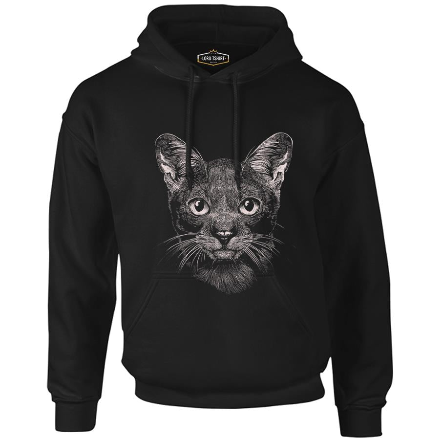 Cat Realistic Siyah Erkek Fermuarsız Kapşonlu