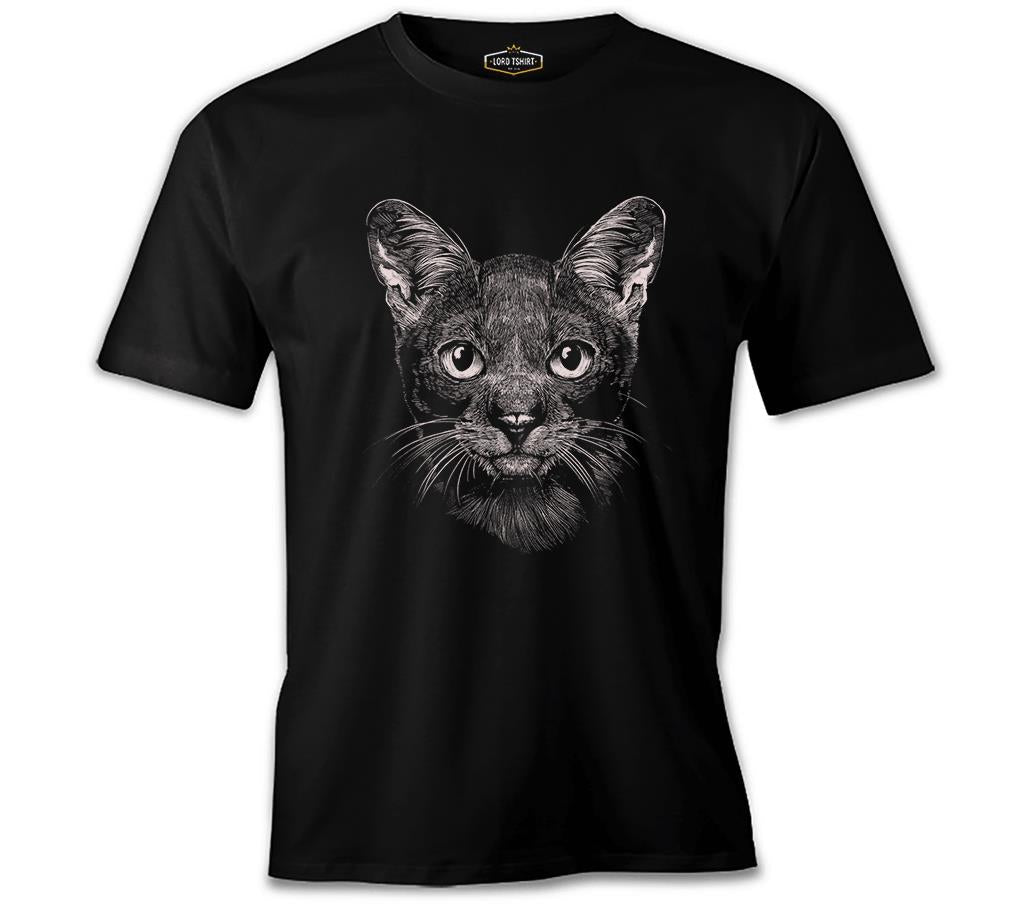 Cat Realistic Siyah Erkek Tshirt