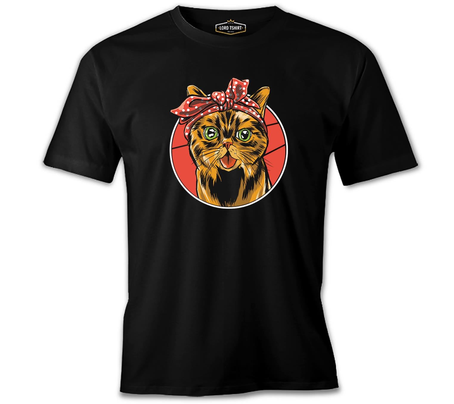Cat with a Bandana Siyah Erkek Tshirt
