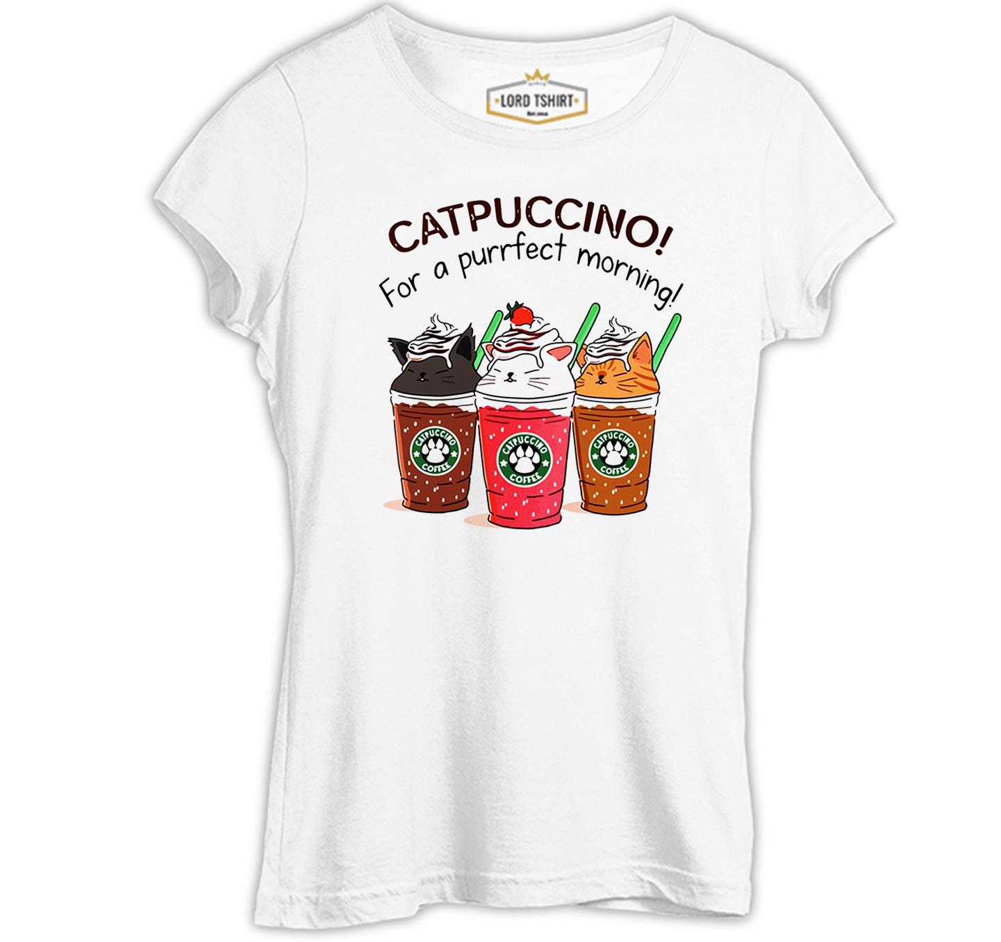 Catpuccino  Beyaz Kadın Tshirt