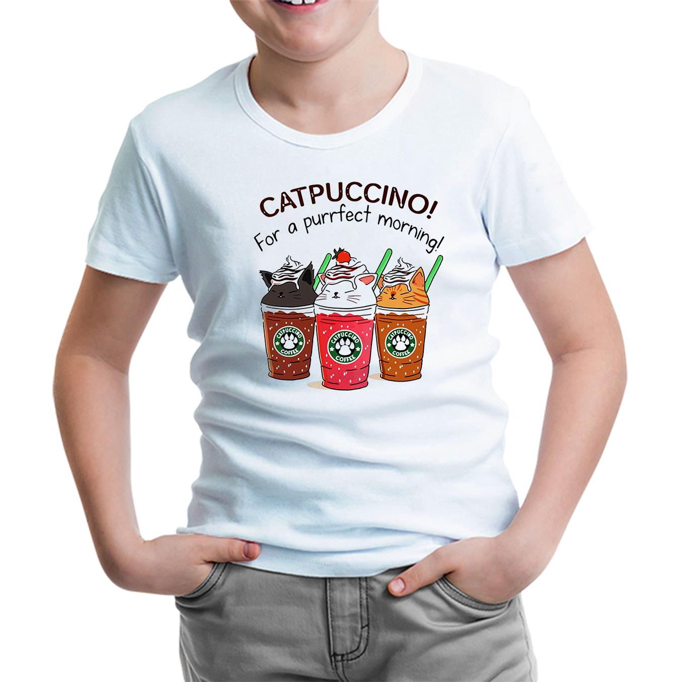 Catpuccino  Beyaz Çocuk Tshirt