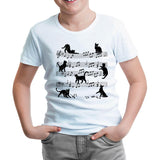 Cats and Notes Beyaz Çocuk Tshirt