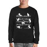 Cats and Notes Black Kids Sweatshirt