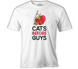 Cats Before Guys Beyaz Erkek Tshirt