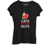 Cats Before Guys Black Women's Tshirt