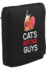 Cats Before Guys Unisex Siyah Postacı Çanta