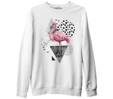 Certain Angles - Flamingo Beyaz Erkek Kalın Sweatshirt