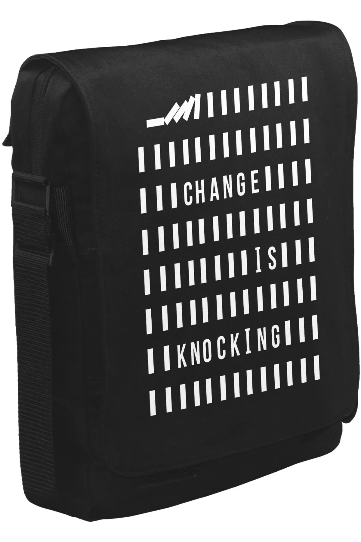 Change is Knocking Unisex Black Messenger Bag 