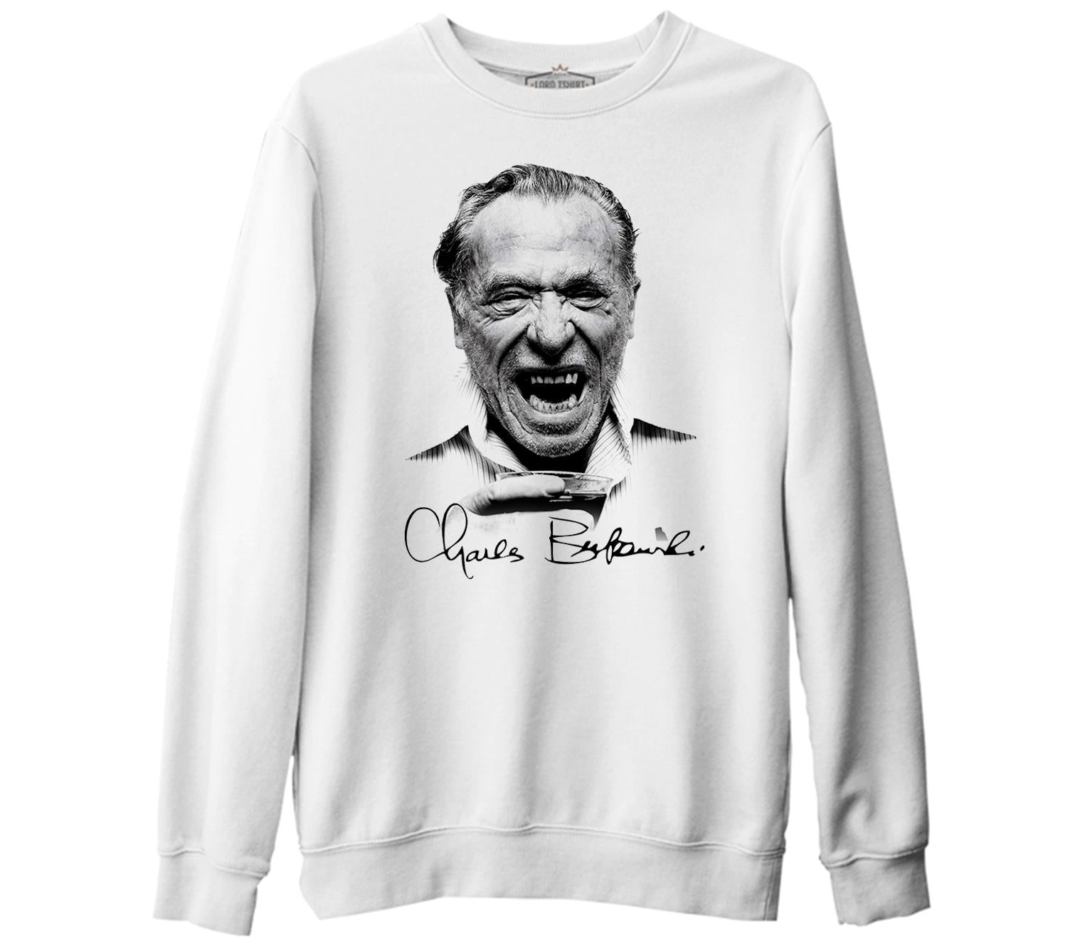 Charles Bukowski  Beyaz Kalın Sweatshirt