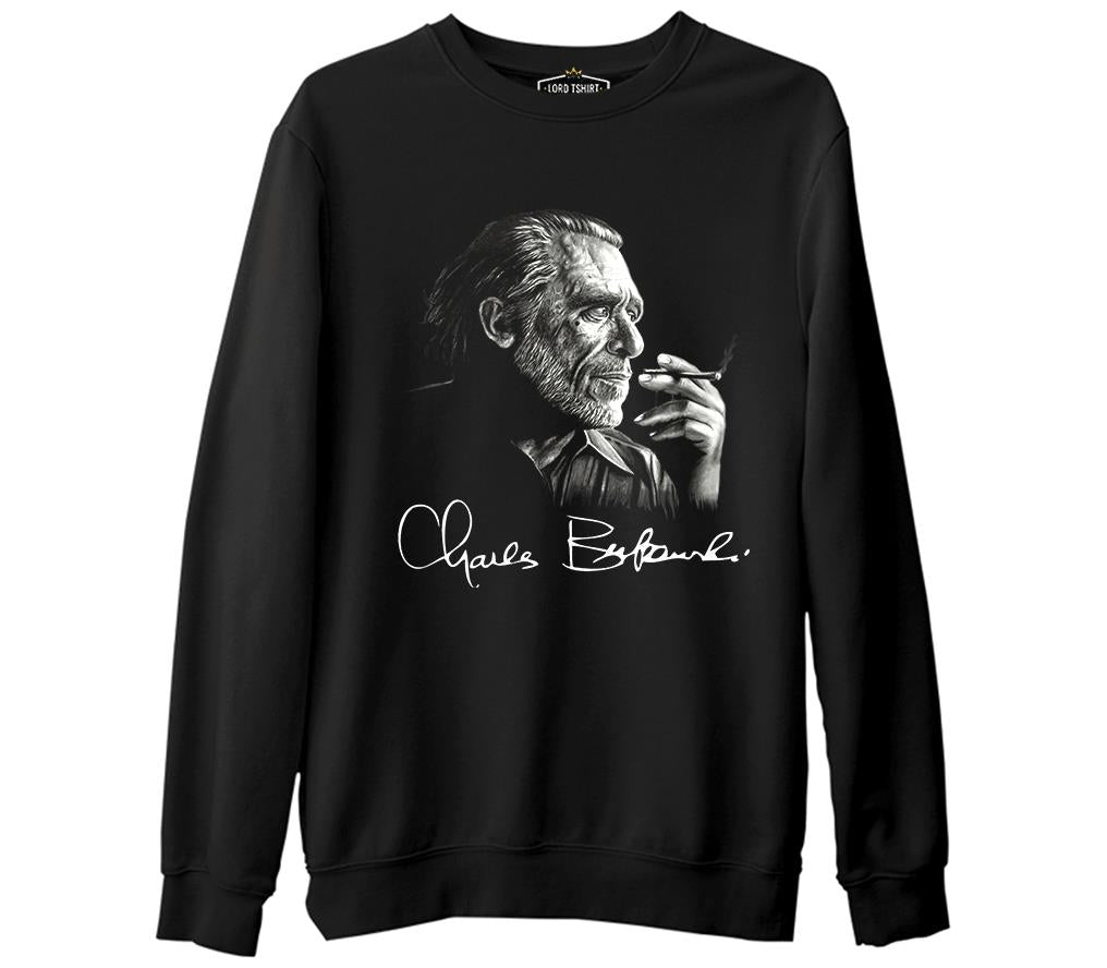 Charles Bukowski  Siyah Erkek Kalın Sweatshirt