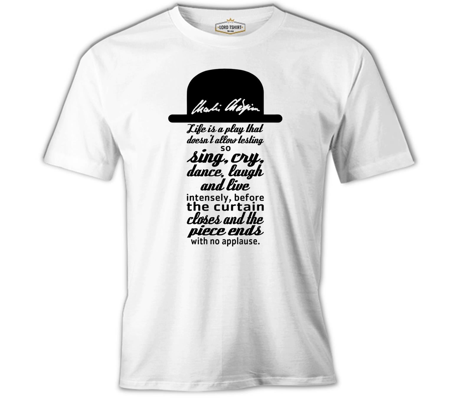 Charlie Chaplin - Curtain Beyaz Erkek Tshirt